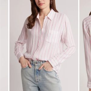 Rails Charli Pink Pineapple Stripe Shirt Size S